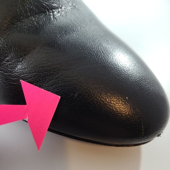 NINE WEST Herbert LEATHER WEDGE Heel BOOTS Buckled BOOTIES Black 9M - Picture 10 of 11